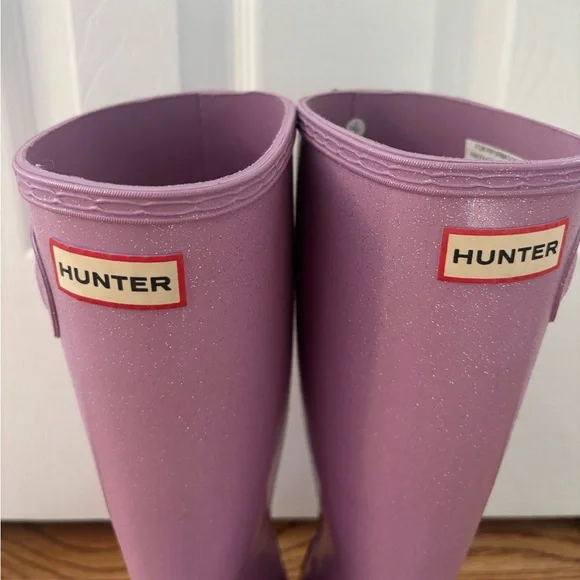 Hunter Lavender Sparkly Rain Boots big kid size 4/5 - Picture 2 of 7